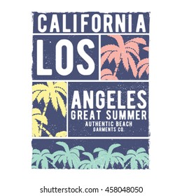 tee print design with palms vectors and typo