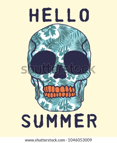 tee print design with skull drawn as vector