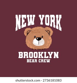 tee print design with teddy bear drawing as vector