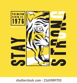 tee print design with tiger face sketch as vector