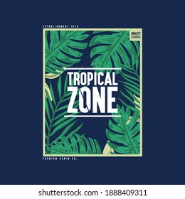 tee print design with tropic leaf texture as vector