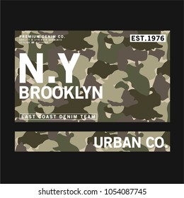 tee print design with typo and camouflage texture as vector