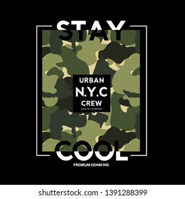 tee print design as vector with camouflage texture