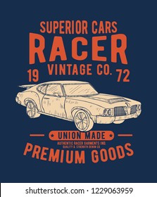 tee print design with vector car drawn