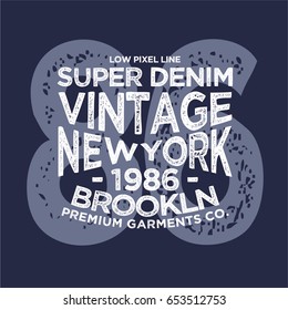 tee print design as vector with grunge effected typo