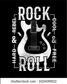 tee print design as vector with guitar drawn