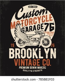 tee print design as vector with motorcycle drawn