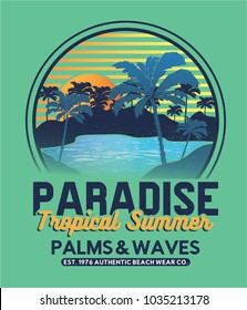 tee print design as vector with palm trees