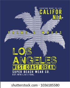 tee print design as vector with palm drawn