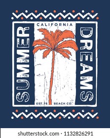 tee print design as vector with palm drawn