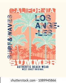 tee print design as vector with palms