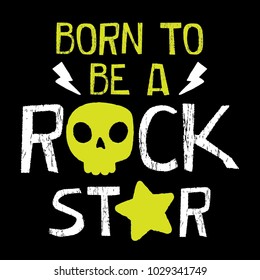 tee print design as vector with skull and star drawn for kids fashion