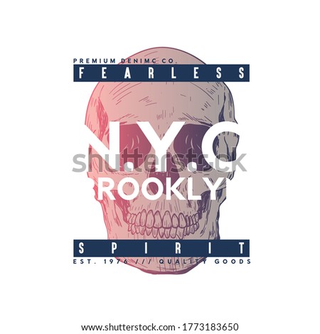 tee print design as vector with skull drawn