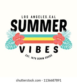 tee print design as vector with tropical flowers