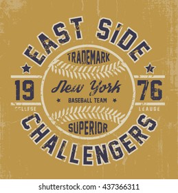 tee print design with vintage effect college typo