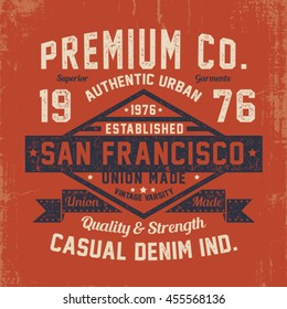 tee print design with vintage effect and vintage college typo