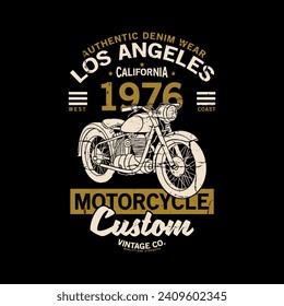 tee print design with vintage motorcycle drawing as vector