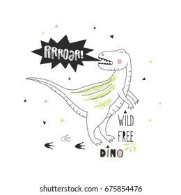 tee print with dinosaur for boys