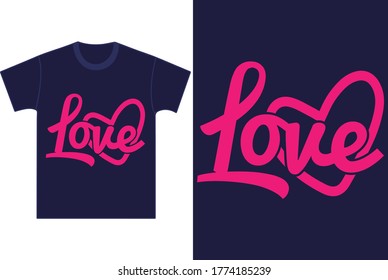 Tee Print with Love Slogan. Typography for t shirt, poster or postcard. 