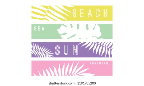 Tee print with slogan. Typography for t-shirt, hoody or sweatshirt. beach sun sea adventure