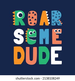 tee print vector design with costumize typo design as dinosaur face