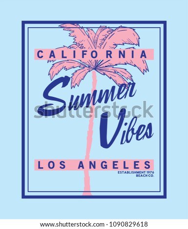 tee print vector design with palm drawn and typo