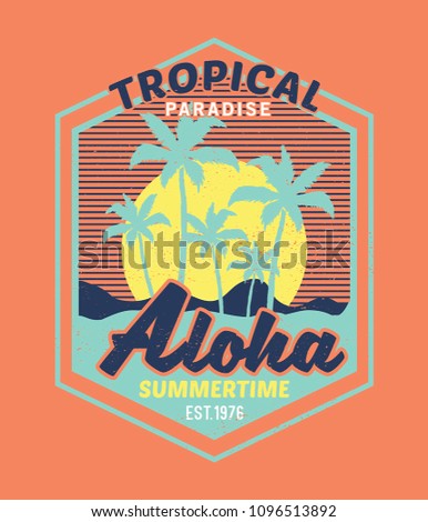 tee print vector design with palm drawn