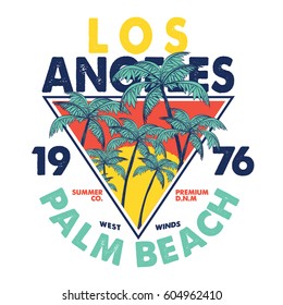 tee print vector design with palms