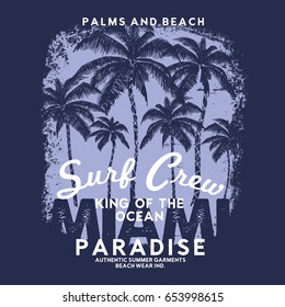 tee print vector design with palms and typo