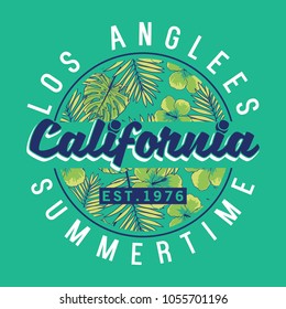 tee print vector design with tropical flower texture