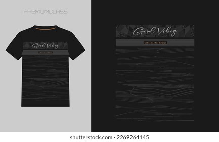 tee shirt design, abstract line texture print, good vibes,clothing apparel style