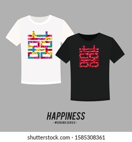 Tee shirt design with double happiness symbol
