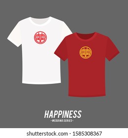 Tee shirt design with double happiness symbol
