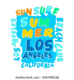 Tee Shirt design with Typography about Summer and surf 