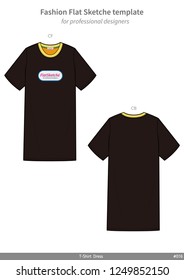 Tee Shirt Dress fashion flat technical drawing template