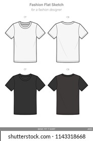 Tee shirt FASHION FLAT SKETCHES technical drawings Illustrator vector template