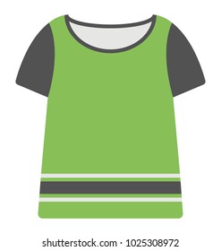 
A tee shirt with round neck in green color, flat vector icon 
