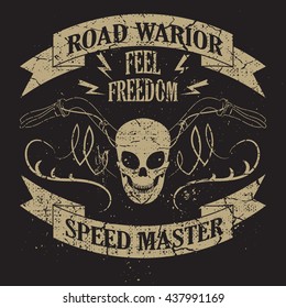 Tee skull motorcycle graphic design. Motorcycle T-shirt Design.Racing Typography Graphics. Bikers wear.