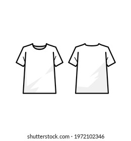 Tee T Shirt Blank Template Back Front Set Flat Vector
