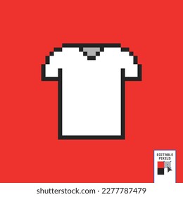 Tee T Shirt Clothing Plain White 8bit Pixel Art. 8 bit pixel t-shirt. vector illustration. yellow background. isolated object