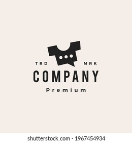 tee t shirt talk chat hipster vintage logo vector icon illustration