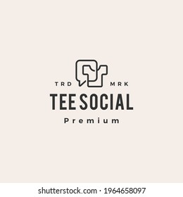 tee talk chat social hipster vintage logo vector icon illustration