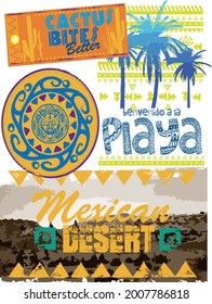 Tee text with vector illustrations. For t-shirt prints and other uses.