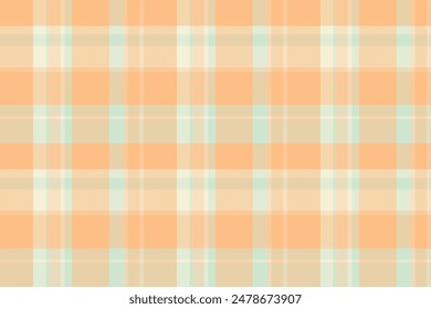 Tee textile fabric check, mexico background tartan seamless. Femininity texture vector plaid pattern in orange and light color.
