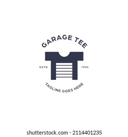 Tee tshirt garage, tshirt maker workshop logo icon template