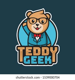 teedy bear geek mascot logo design