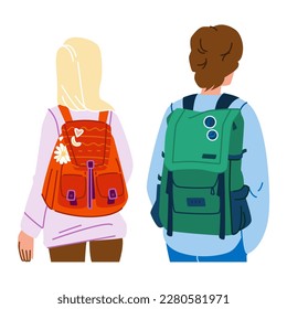 teen backpack vector. school student, happy bag, education college, university young person teen backpack character. people flat cartoon illustration