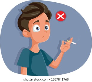 Teen Boy About to Make the Bad Decision on Smoking. Curious teenager trying to take on harmful addictive habit 
