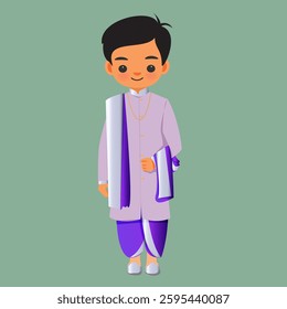 Teen Boy in Festive Dhoti and Kurta – Traditional Indian Dress