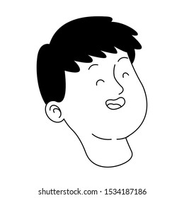teen boy laughing icon over white background, vector illustration